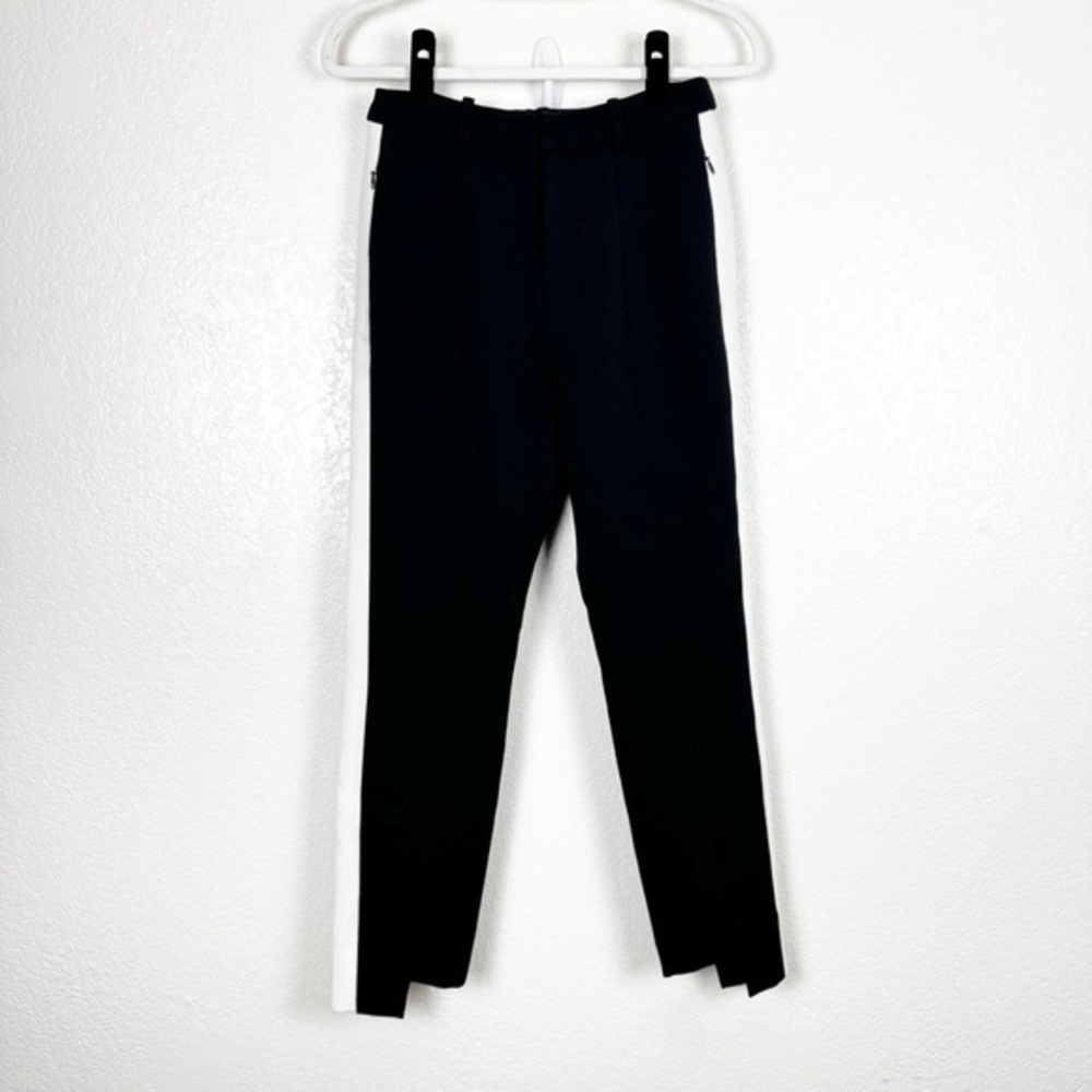 Moussy Black Side Stripe Pants Stretch Asymmetrical Hem Size 2
